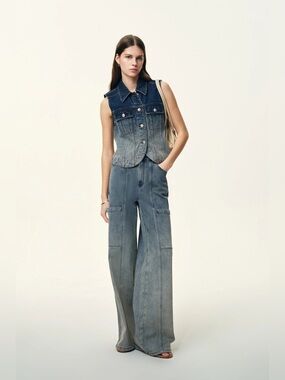 FABRIQUE Spice Gradient Mud Dyed Straight Leg Jeans Stretch Cotton Size XS NWT